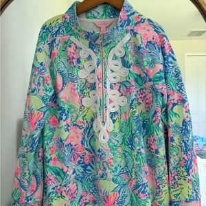 Lilly Pulitzer Pink Aqua Green Blue Print Tunic